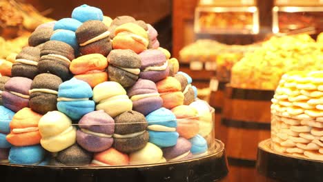 a colorful display of candy in a shop