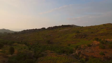 Aerial:-The-hills-and-mountains-of-Lesbos,-Greece