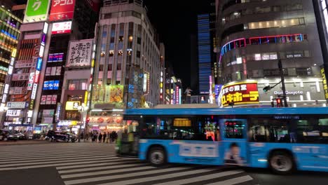 time-lapse of urban traffic and pedestrians at night.