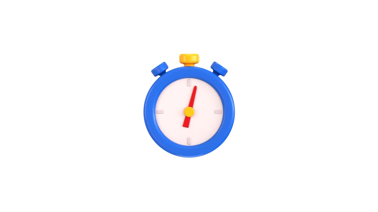 3D Rendered Blue Stopwatch Ticking on White Background