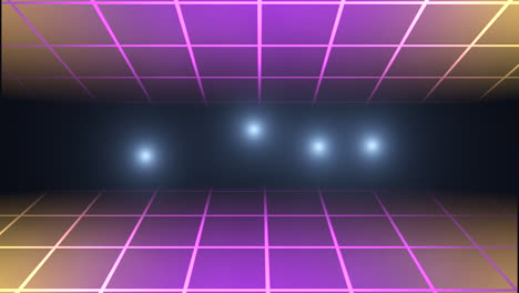 Neon-purple-grid-and-glitters-in-dark-space