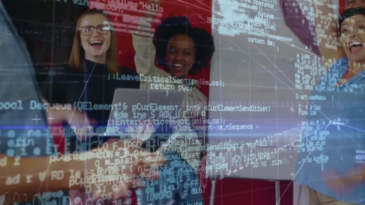 Animation of data processing over man using smartphone