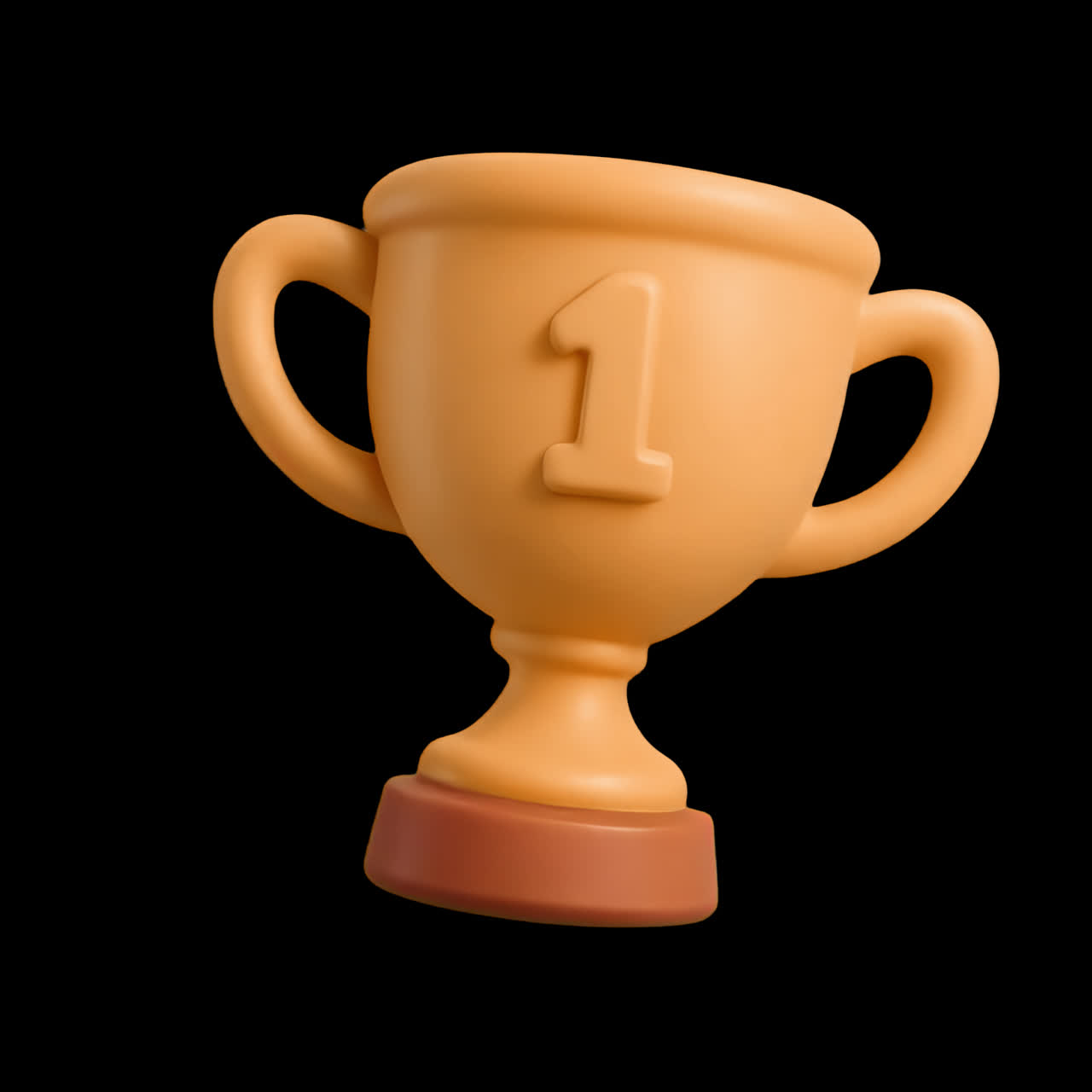 3D Animated Golden Trophy with Number One Rotating