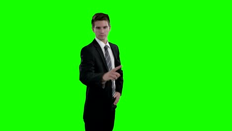 businessman using futuristic digital screen