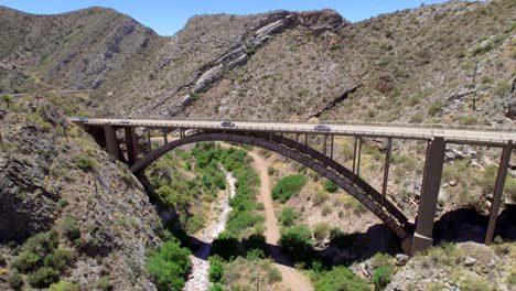 aerial shot of a bridge in arizona desert