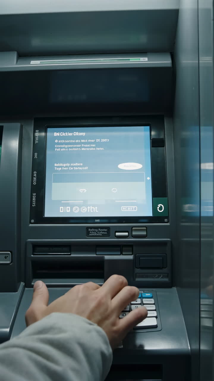 A person using an ATM