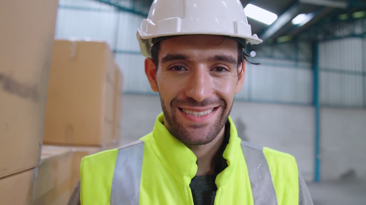 Operaio dell'industria professionale close up ritratto in fabbrica o in magazzino