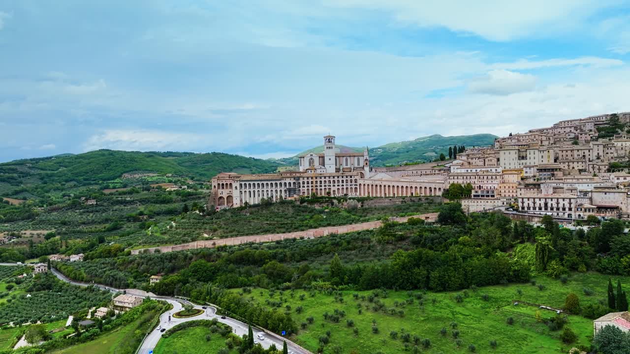View Of The Basilica of San Francesco d'Assisi And The Old Town In Umbria, Italy