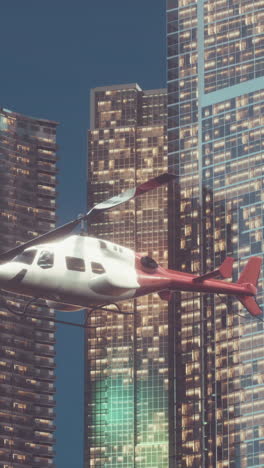 helicóptero volando sobre la ciudad por la noche