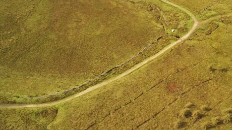 a top view panning over english moorland and countryside