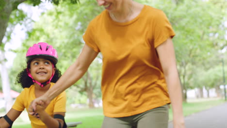 single mother skating with adopted mixed race