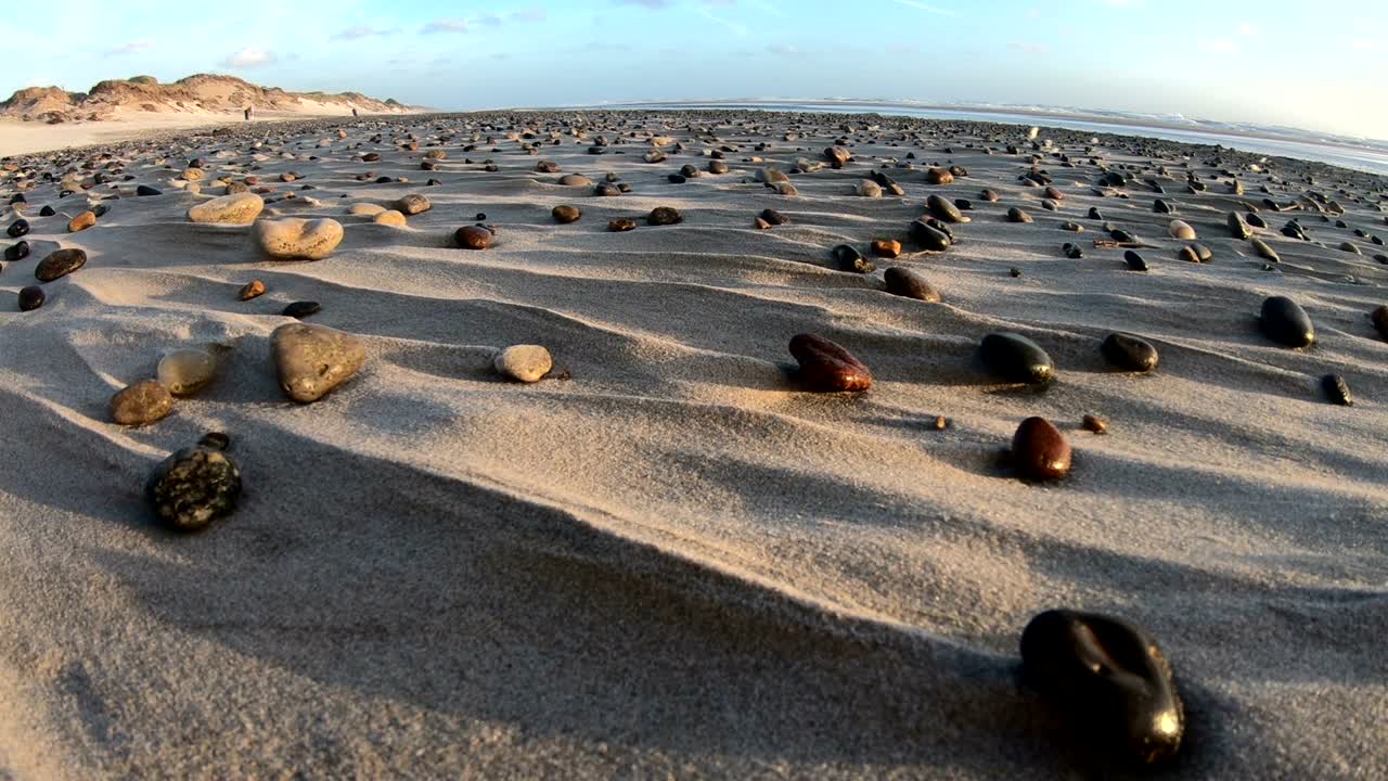 모래 해변과 돌, 북해, jütland, sondervig, 덴마크, 4k