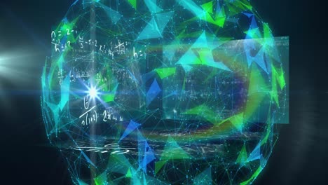 ecuaciones matemáticas que se mueven contra el globo de redes de plexo