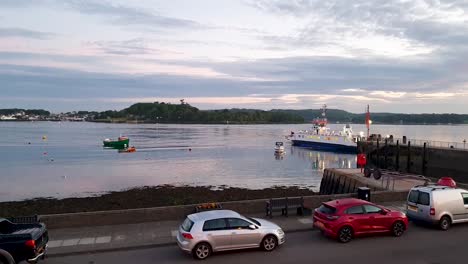 the strangford ferry coming in to dock in portaferry co down northern ireland