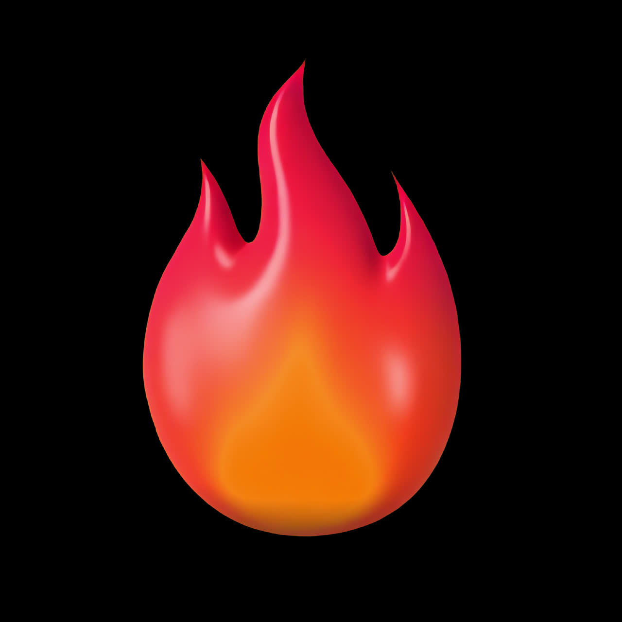 3D-rendering af orange flammeikon, isoleret aktiv, transparent 4K-video, alfakanal, ProRes 4444