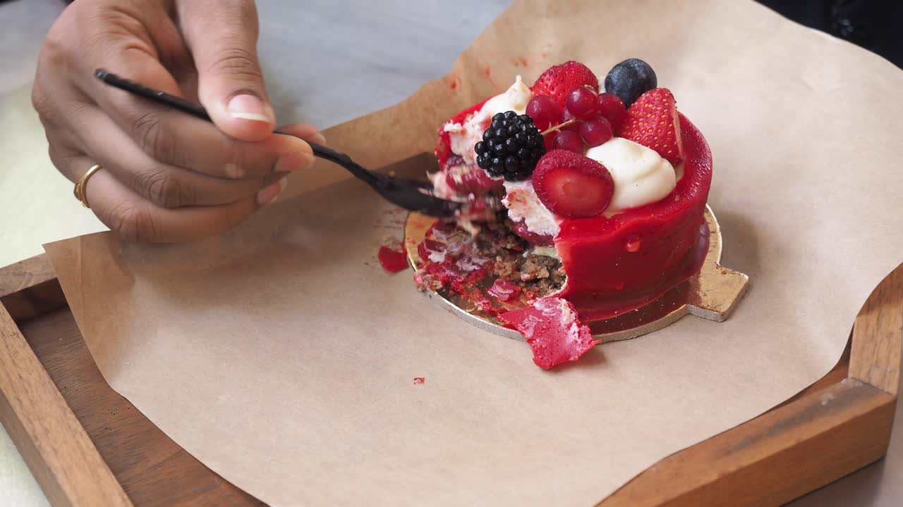 Close-up of a delicious cake with berries