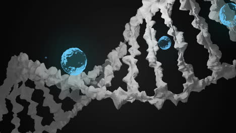 dna strand with rotating globes, scientific data animation