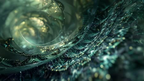 Abstract Green and Gold Fractal Spiral