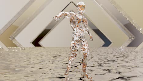 hermoso breakdance masculino en 3d uprock versión 1, animado en bucle de vidrio, renderizado en 3d