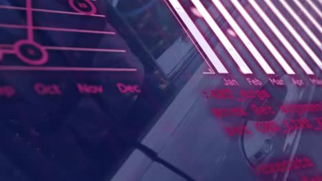 animación del procesamiento de datos financieros sobre el coche.