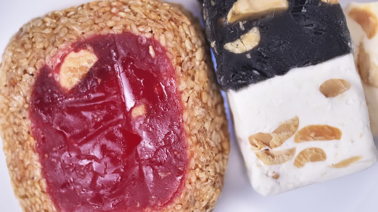 터키의 즐거움, 동양의 과자, 클로즈업, 느린 동작으로 회전