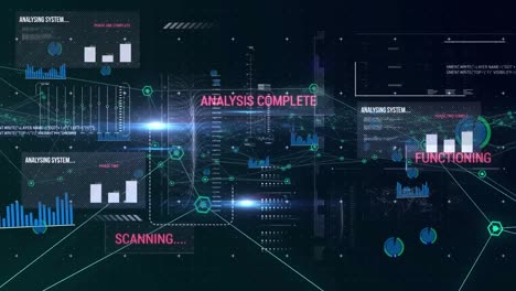 animation of scanning and analysis compete over black background with diverse data