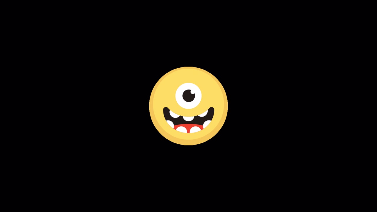 Animated Yellow Cyclops Emoji Blinking and Laughing
