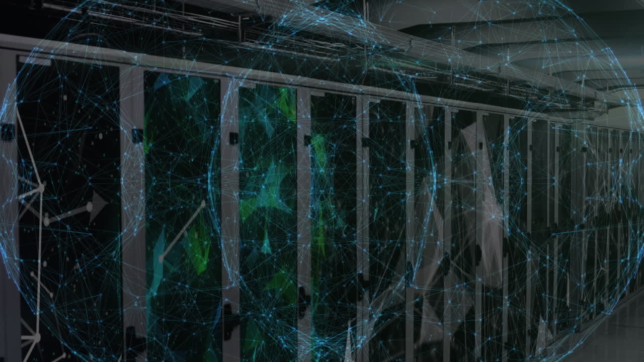 animación de la red de conexiones a través de la sala de servidores