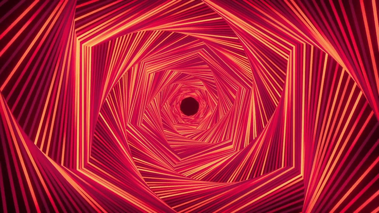 Animated Red Neon Hexagon Tunnel Vortex Background