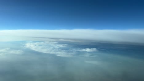 a stunning pilot’s perspective: flying through a turbulent sky in a cold winter day