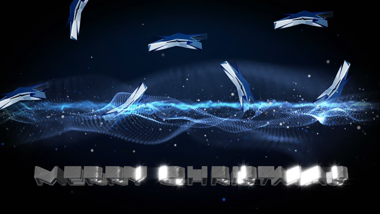 파동 물체와 반이는 별과 함께 느린 동작의 환상적인 크리스마스 애니메이션, 4096x2304 루프 4k