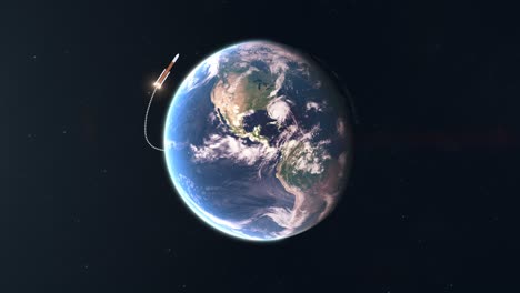 diagrama animado que ilustra una trayectoria de vuelo de un lanzamiento de cohete en la órbita del planeta tierra 1