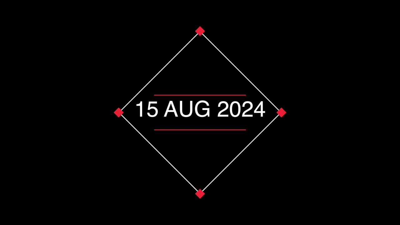 15 Aug 2024 date text Animation for independence day