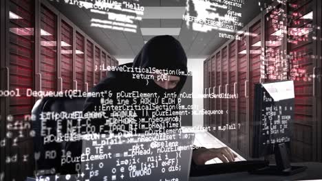 un ladrón hackeando el portátil.