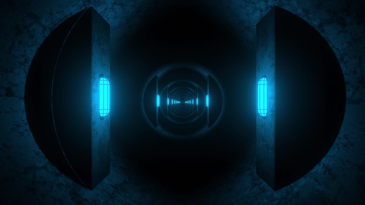 Glowing Blue Tunnel 3D Render
