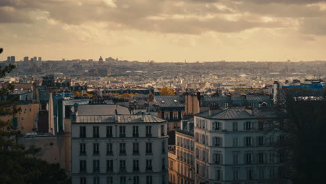 paris skyline at sunset