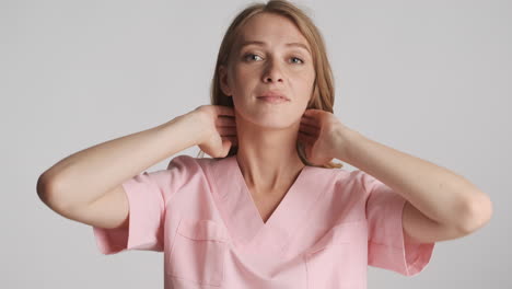 Caucasian-female-doctor-looking-at-the-camera.