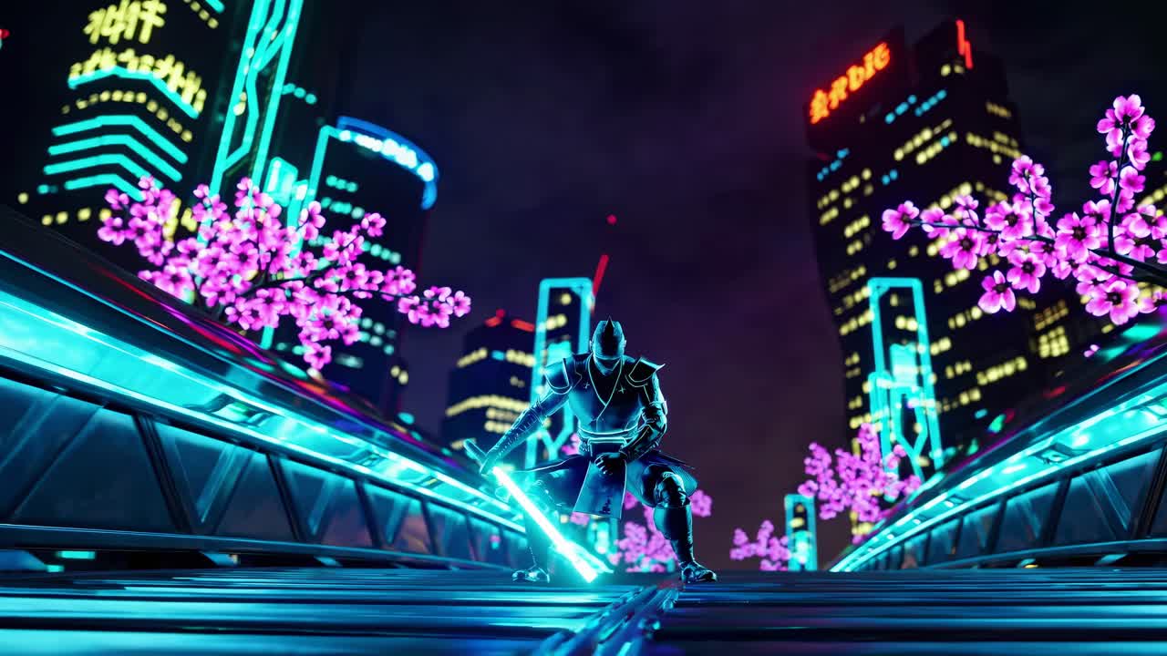 네온 시티의 사이버 크 무술가