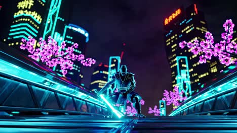 cyberpunk martial artist in neon city