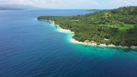 scenic beach at san pablo island with blue sea at southern leyte, philippines