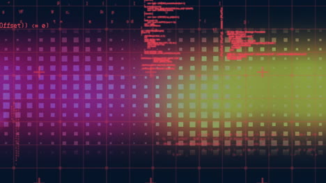 animation of data processing over glowing squares in background