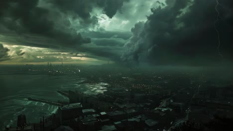 city under a dark storm