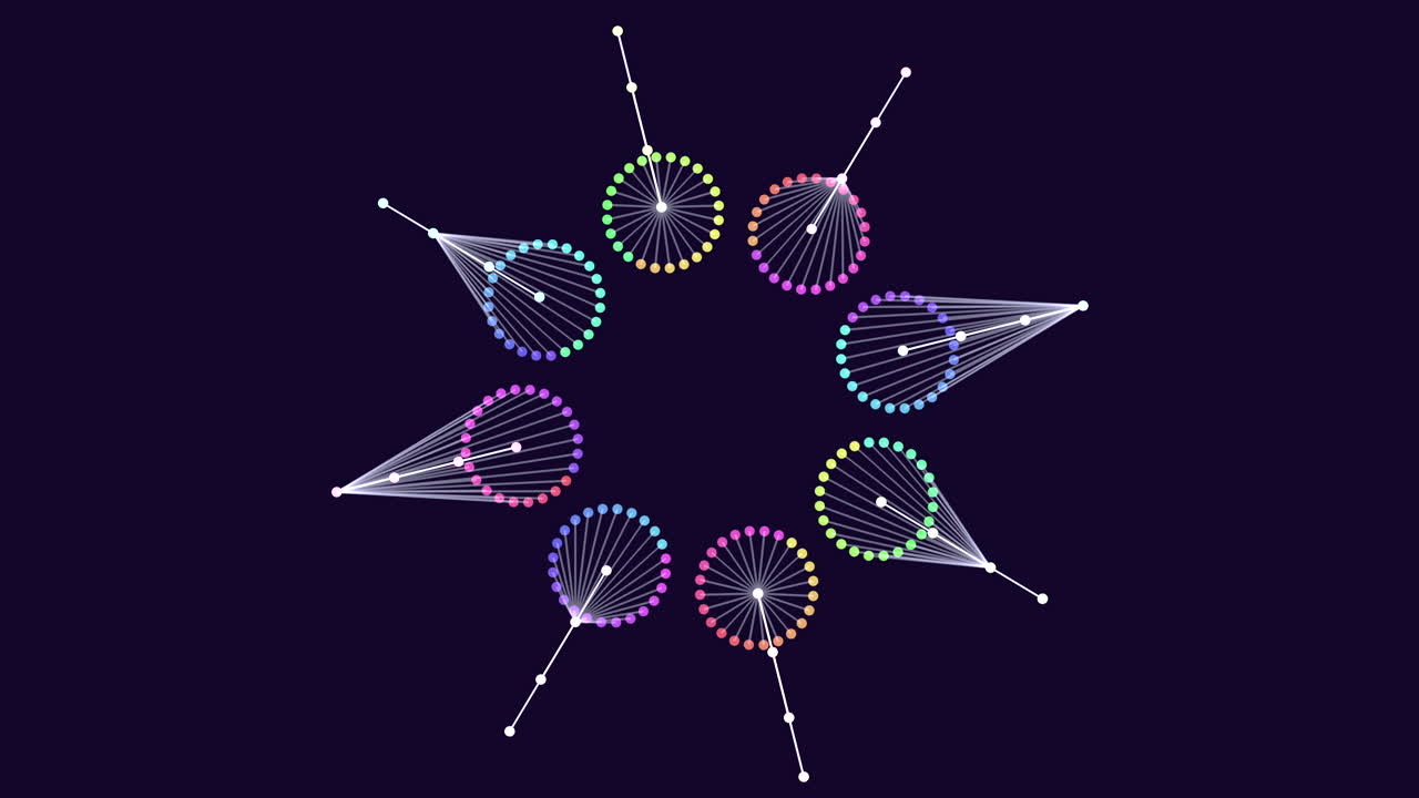 An abstract interpretation of a snowflake is depicted in this stylized image, comprised of intricate lines and dots forming a circular pattern to symbolize the delicate beauty of snowflakes