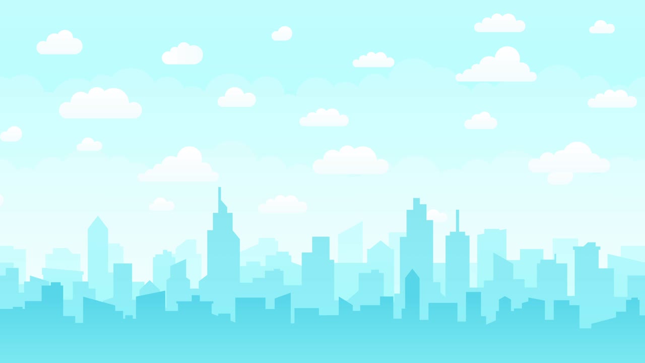 Moving Clouds on Blue Sky Above The City Skyline - 4K Loopable Video ...