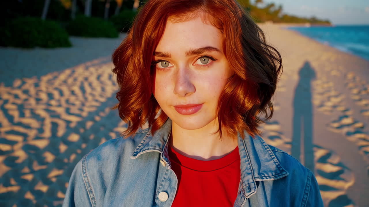 Teenage girl at sunset beach portrait