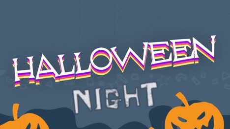 Animation-Von-Halloween-Nachttext-über-Kürbissen