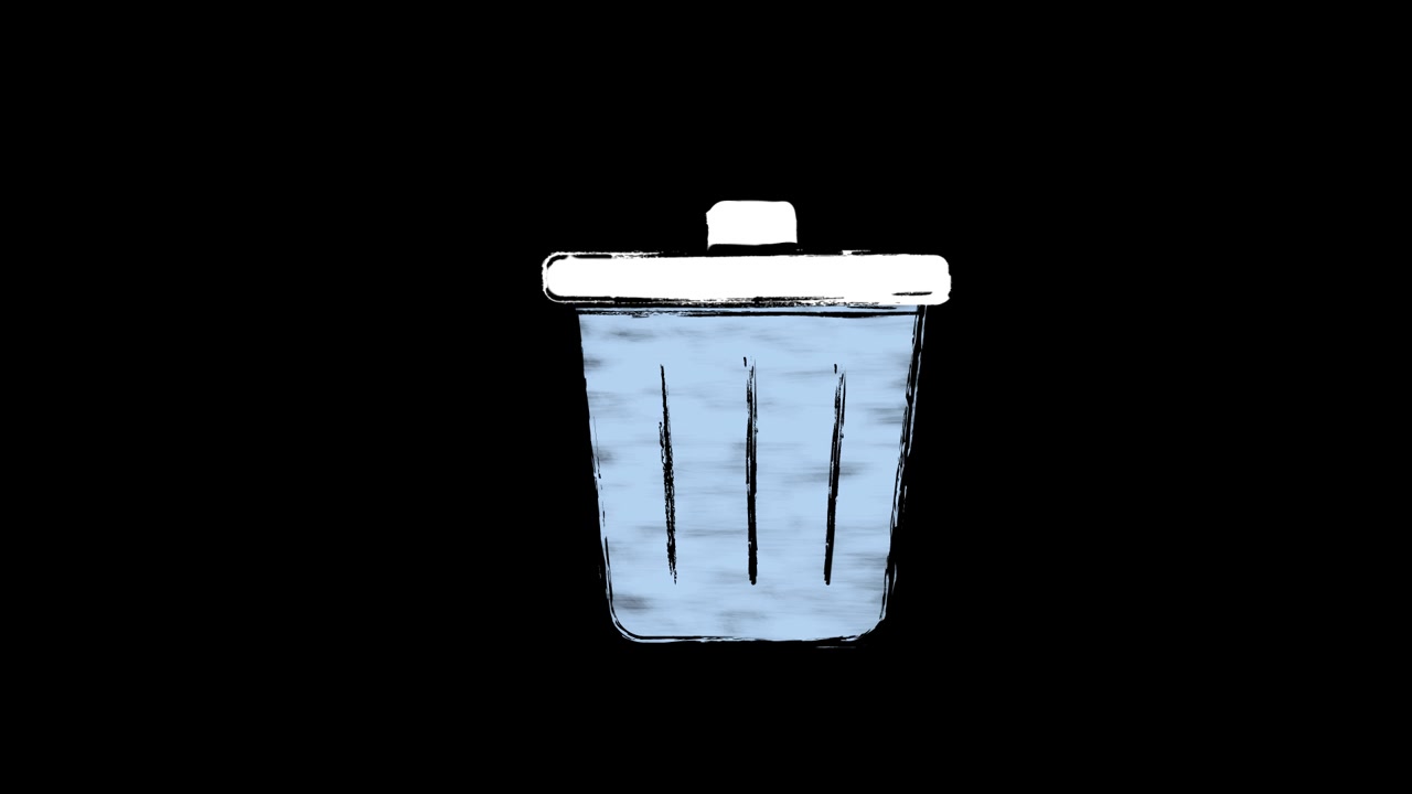 Animated Hand-Drawn Trash Can Icon Opening and Closing