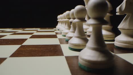 chessboard with white pawns