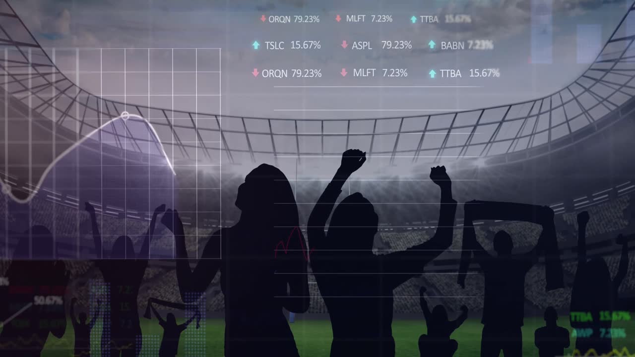 animación de gráficos y procesamiento de datos sobre los aficionados al deporte en el estadio