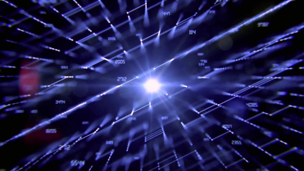 Abstract Digital Network with Glowing Data and Central Light